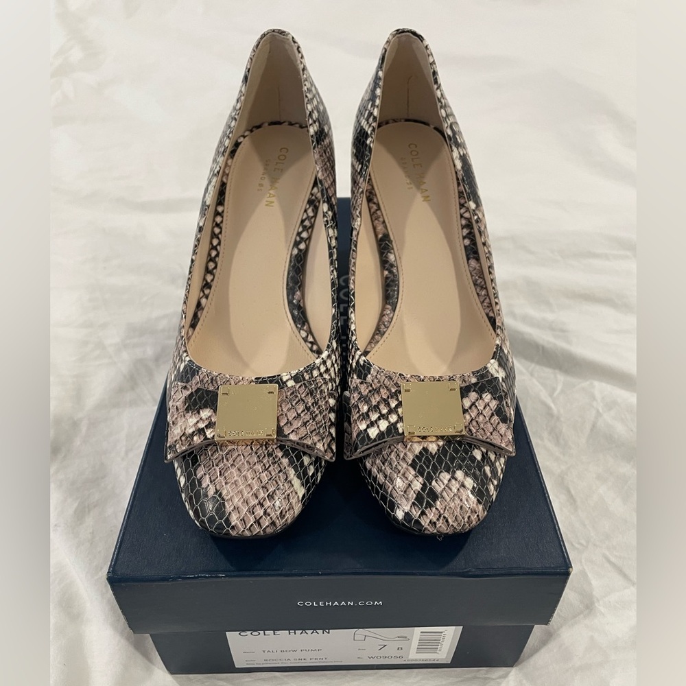 New Cole Haan Tali Bow Pump, Snake, 7